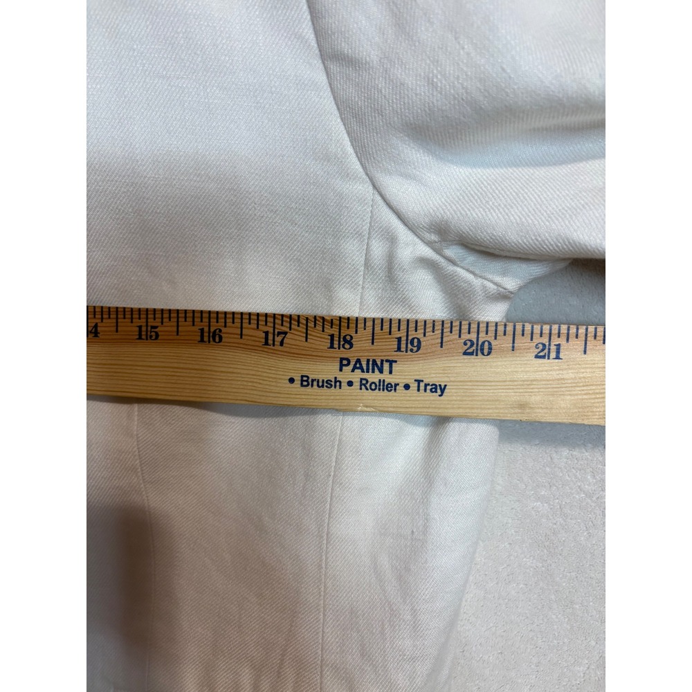 Lafayette 148 New York White 100% Linen Stand Collar Blazer Jacket Button Front - Picture 14 of 14